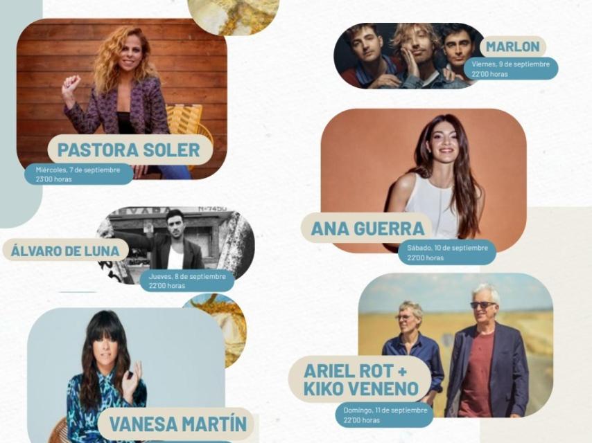 Cartelera de algunos de los artistas que participarán en las Ferias y Fiestas de Salamanca