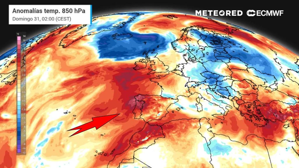 Nuevas masas de aire cálido llegando a España. Meteored.