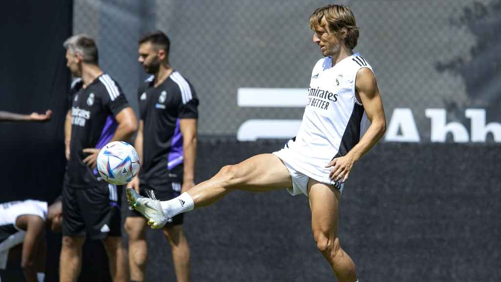 Luka Modric durante un entrenamiento con el Real Madrid