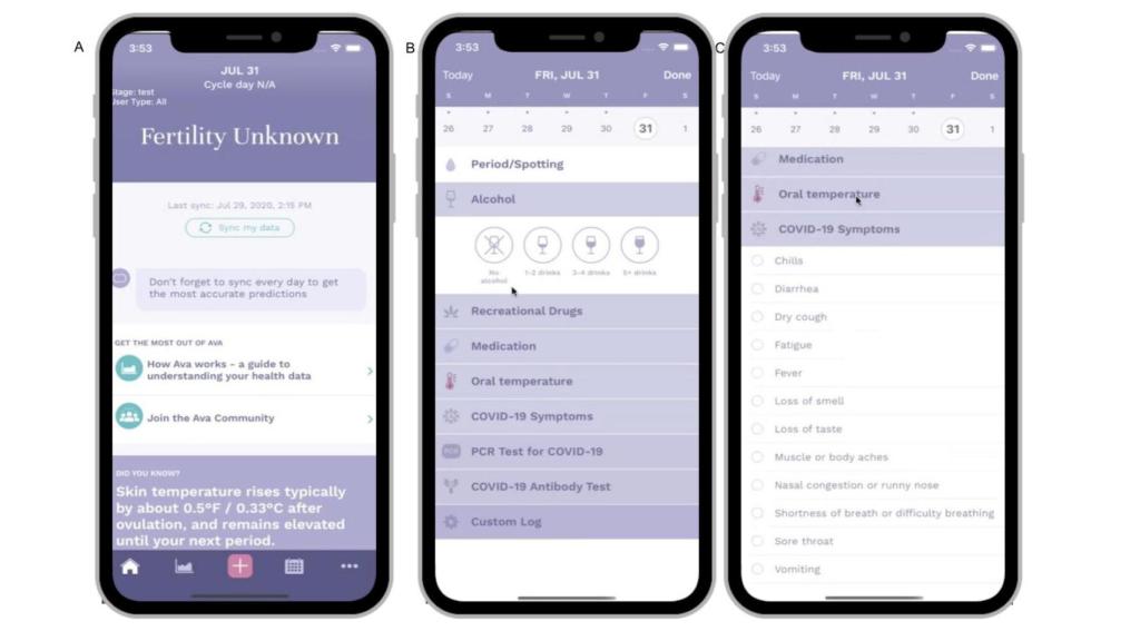 Capturas de aplicación para covid