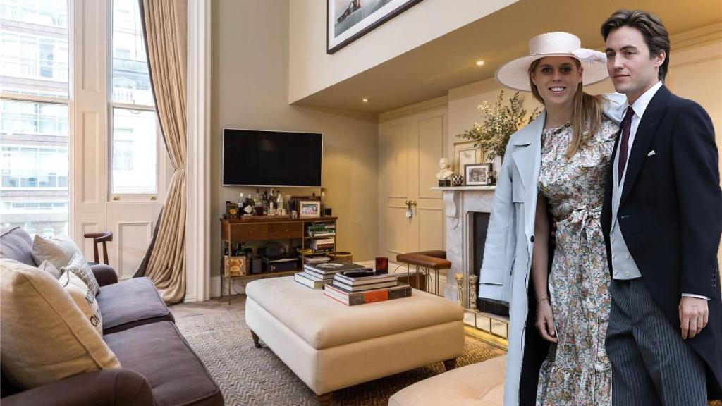Edoardo Mapelli y Beatriz de York junto al piso de Londres de este, en un montaje de JALEOS.