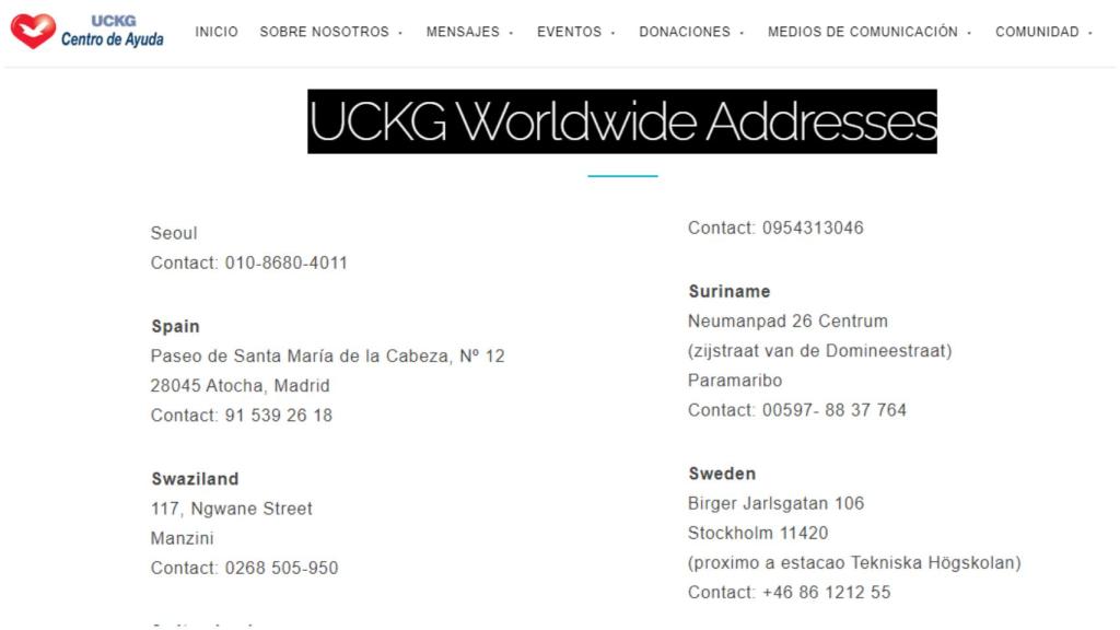 El Centro de Ayuda Cristiano sale como la sede de Madrid de la polémica 'Universal church of the Kingdom of God'.