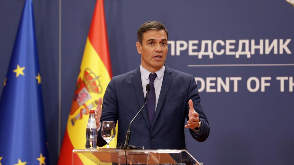 El presidente del Gobierno, Pedro Sánchez, este viernes Belgrado, Serbia.
