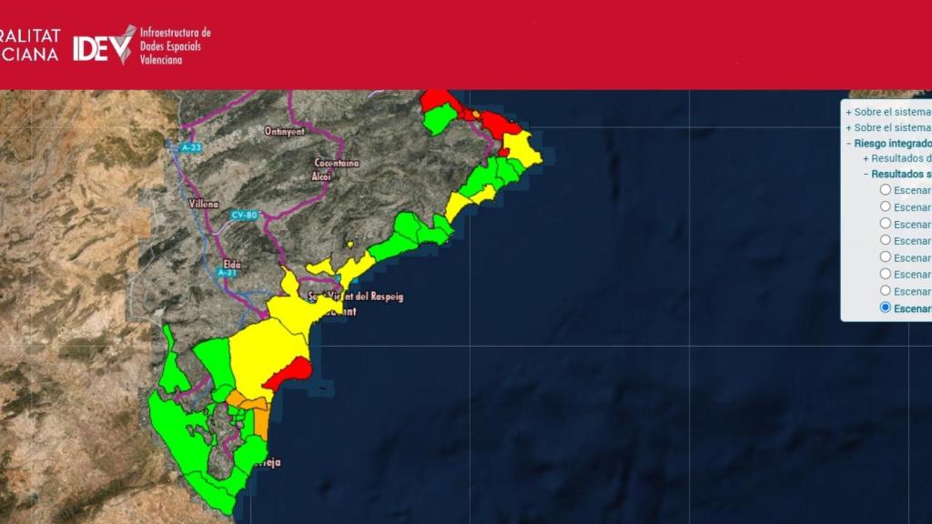 Visor para la Emergencia Climática de la Comunidad Valenciana (previsión año 2100).