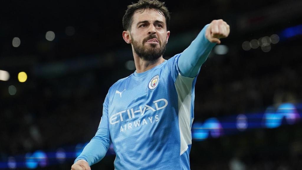 Bernardo Silva, celebrando un gol con el Manchester City