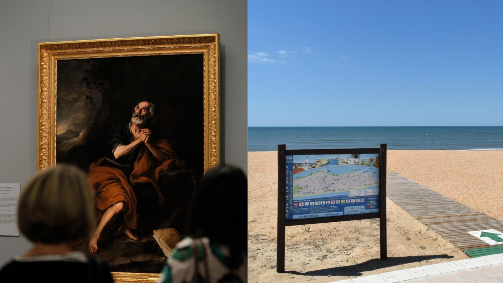 El cuadro de San Pedro penitente de los Venerables de Murillo y la playa de La Antilla.