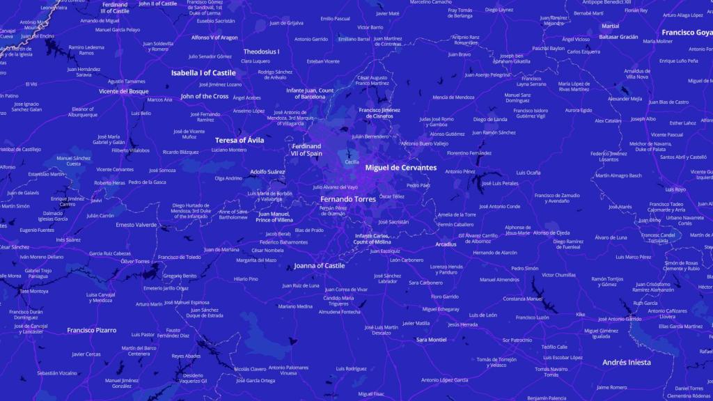 Mapa de nombres en Madrid.