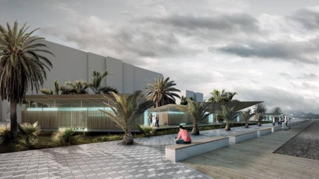 Simulación de la  nueva área de servicios deportivos en la avenida de Niza.