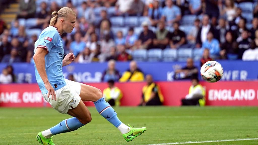 Haaland durante un partido del Manchester City