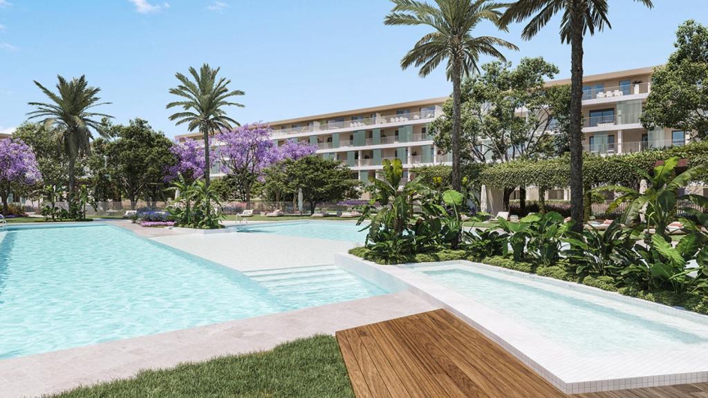 Piscina con carril de nado de la nueva promoción.