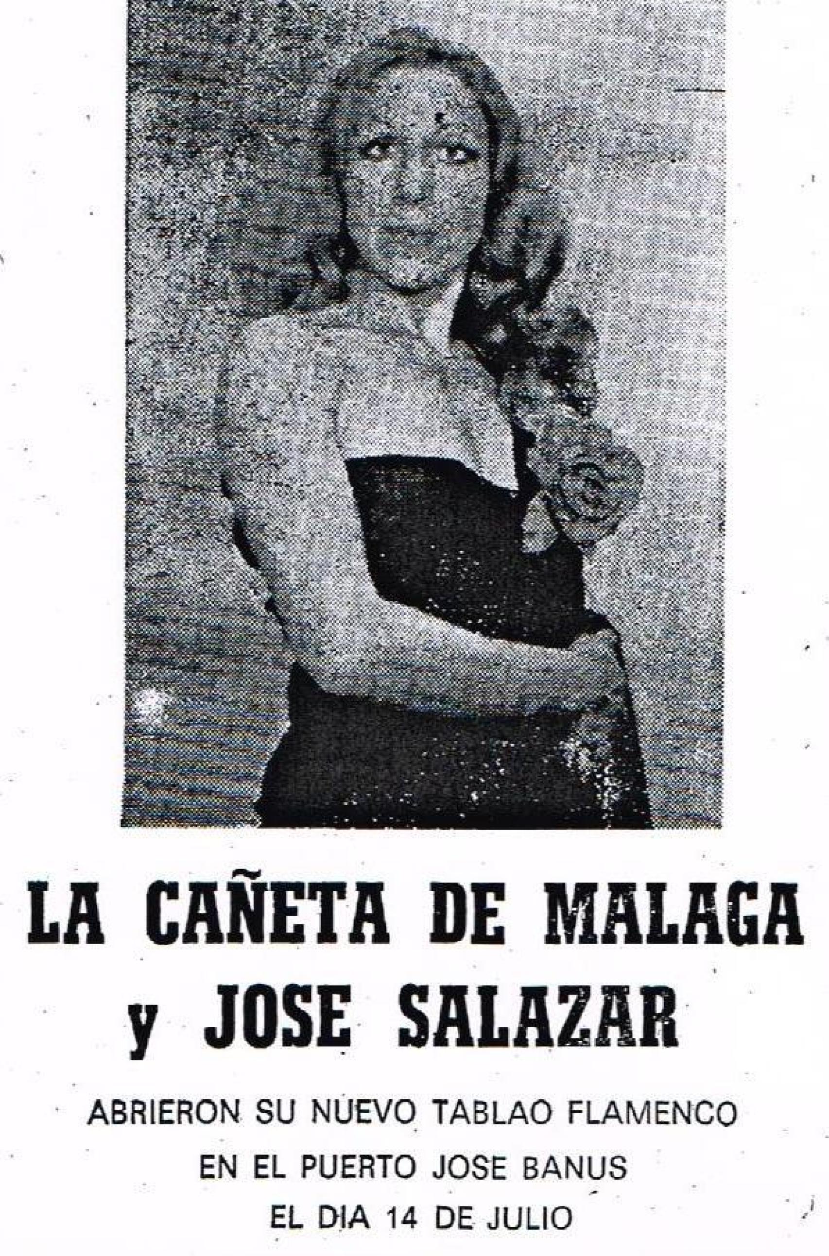 Un anuncio de un tablao que abrió con su marido.