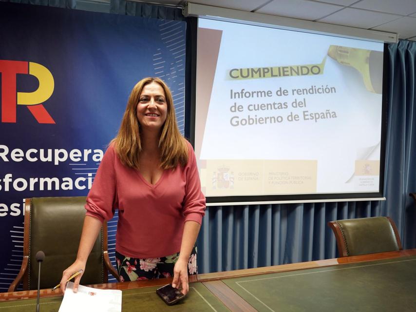 La delegada del Gobierno, Virginia Barcones, durante su rueda de prensa de este miércoles.