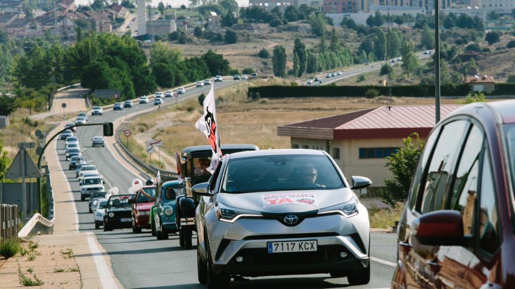 Marcha lenta de la Plataforma Soria Ya A11 Pasos a su paso por Golmayo