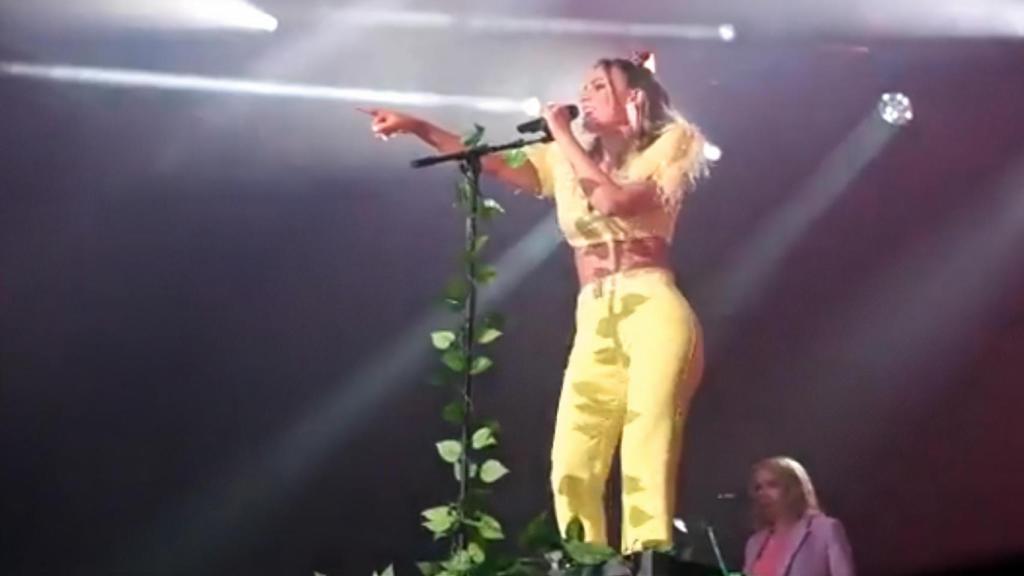 Edurne durante su concierto en las Fiestas de María Pita de A Coruña.
