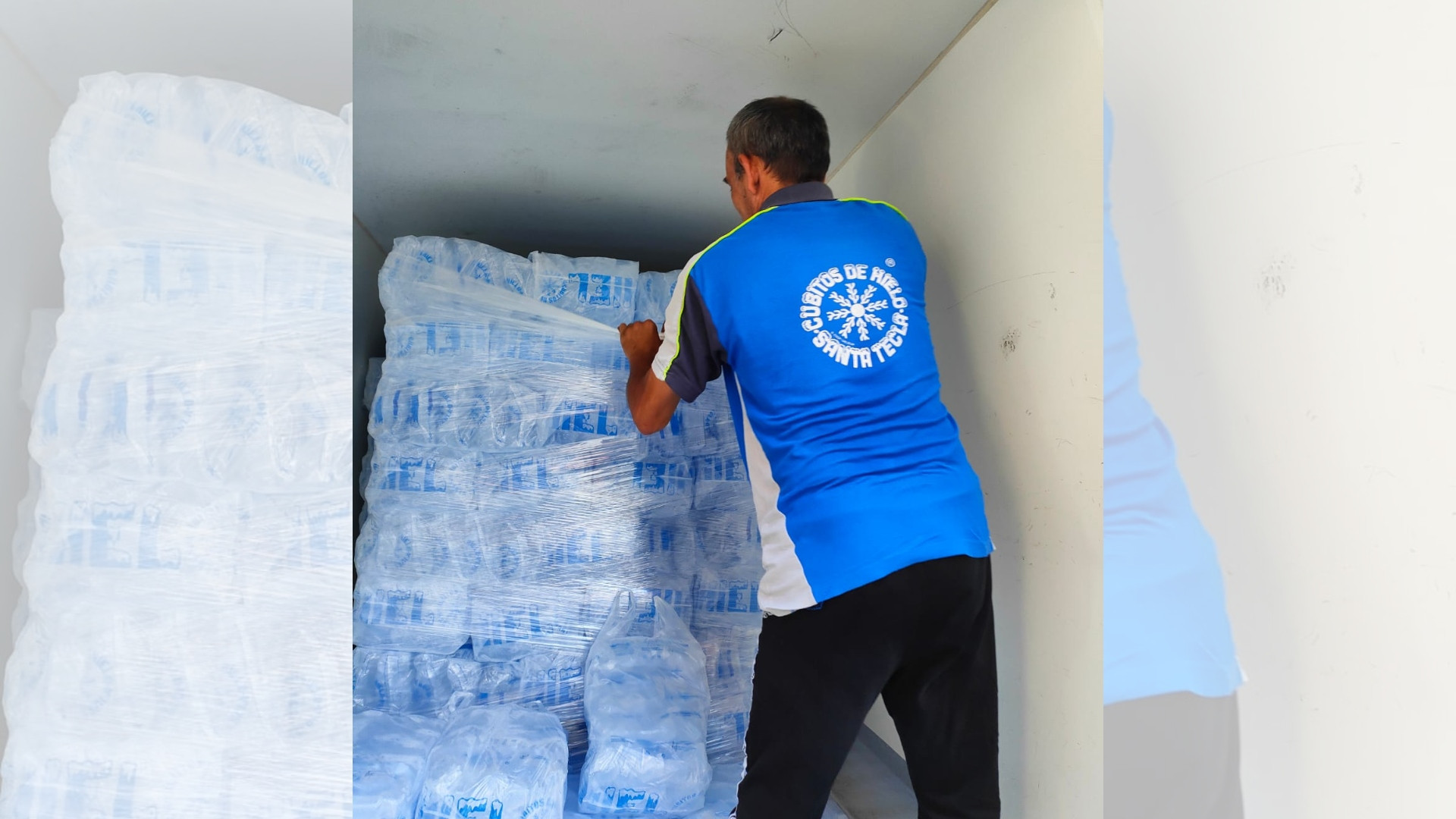 Interior de una furgoneta de reparto de hielo. Foto: Cedida