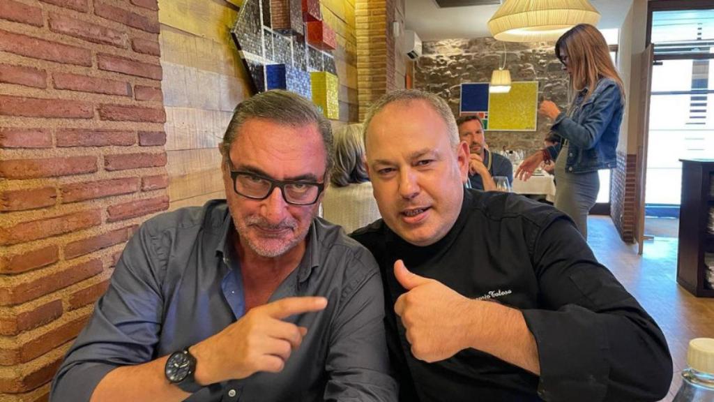 Carlos Herrera con Gregorio en Asador Bidea.