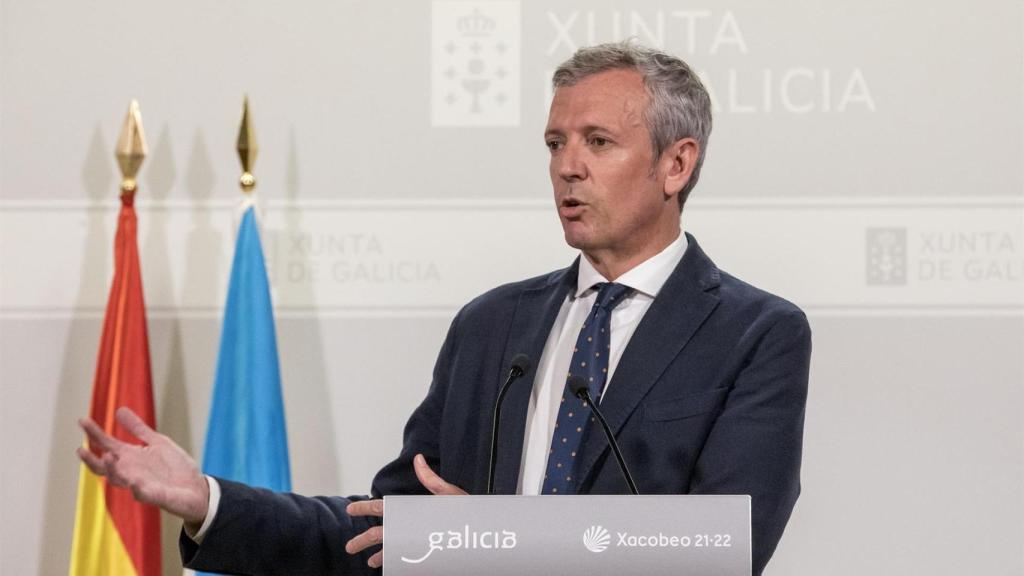 El presidente de la Xunta, Alfonso Rueda, en declaraciones tras el Consello