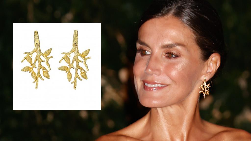 La reina Letizia luciendo este pasado jueves, 4 de agosto, en Marivent los pendientes de la diseñadora mallorquina Isabel Guarch.