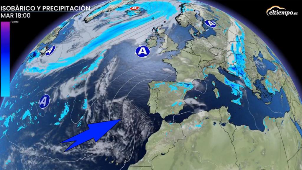 Zonas en las que se prevén precipitaciones para la semana del 8 al 14 de agosto. ElTiempo.es