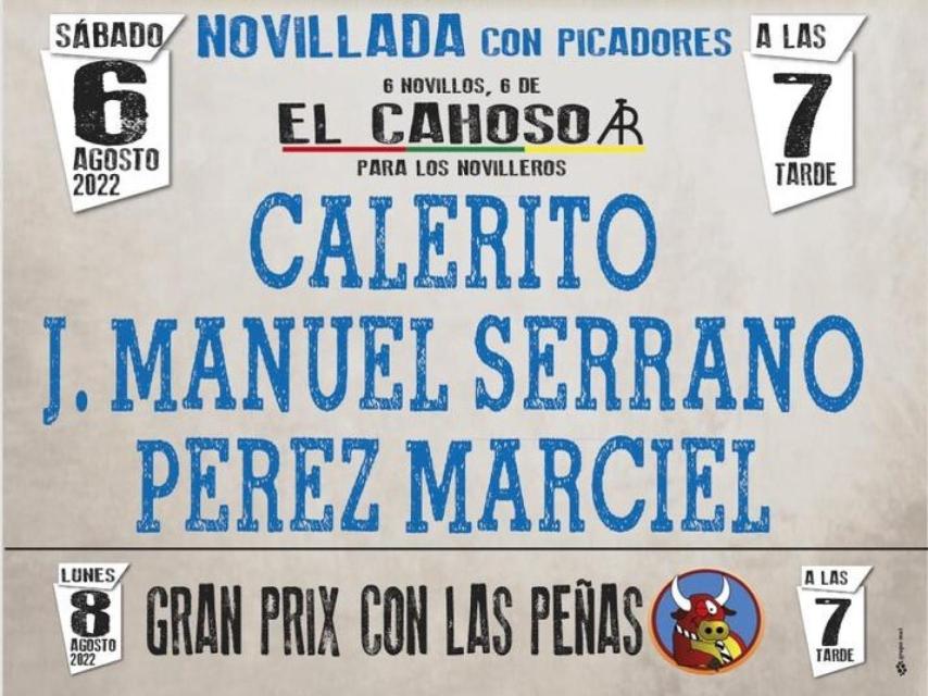 Cartel de la novillada de Íscar de este sábado.