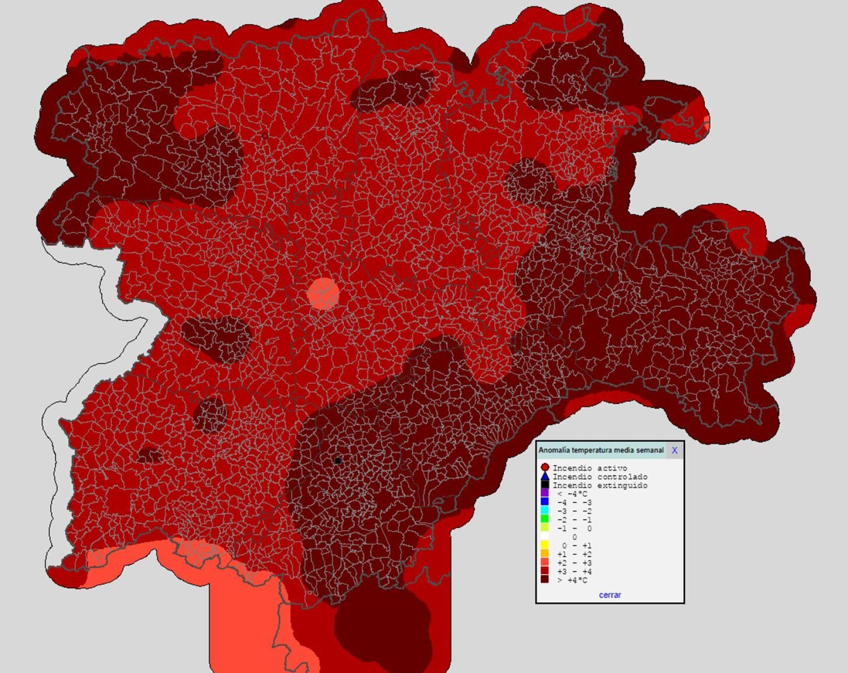Mapa de temperaturas de la primera semana de agosto en Castilla y León