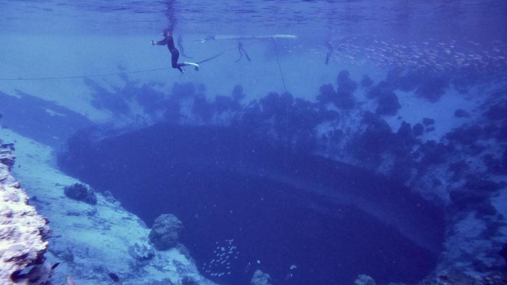 Dean’s Blue Hole de las Bahamas.