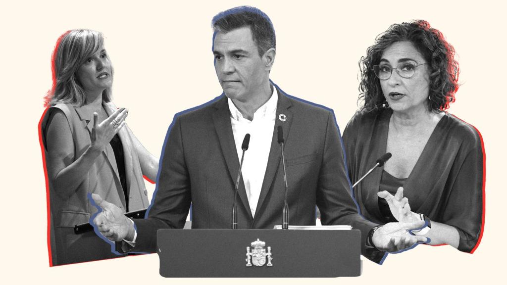 Pilar Alegría, Pedro Sánchez y María Jesús Montero.