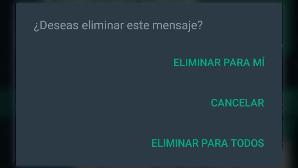 Opción para borrar mensajes de WhatsApp