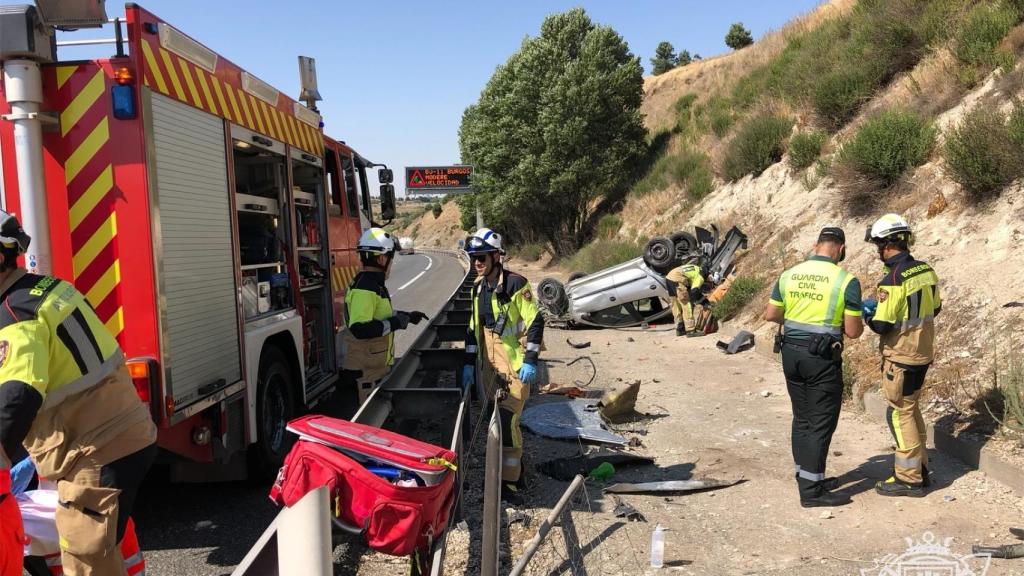 Los Bomberos de Burgos, en el lugar del siniestro