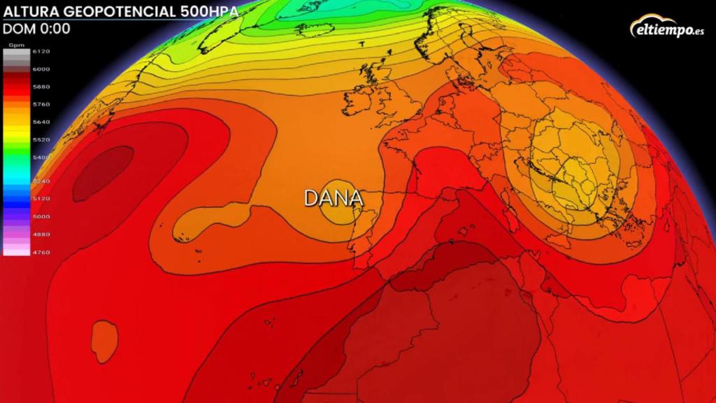 La DANA alejando las masas de aire cálido el fin de semana. Eltiempo.es