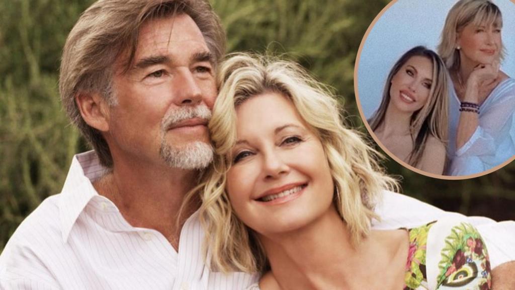 Olivia Newton-John, su marido y su hija en un montaje de JALEOS.