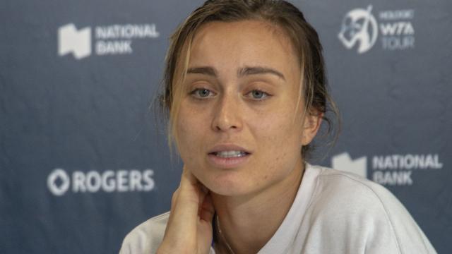 Paula Badosa, durante una rueda de prensa en Toronto (Canadá)