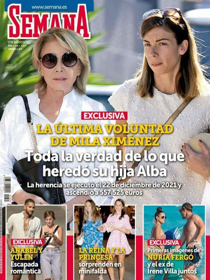 Portada de la revista 'Semana' en la que se detalla la noticia de la herencia de Mila Ximénez.