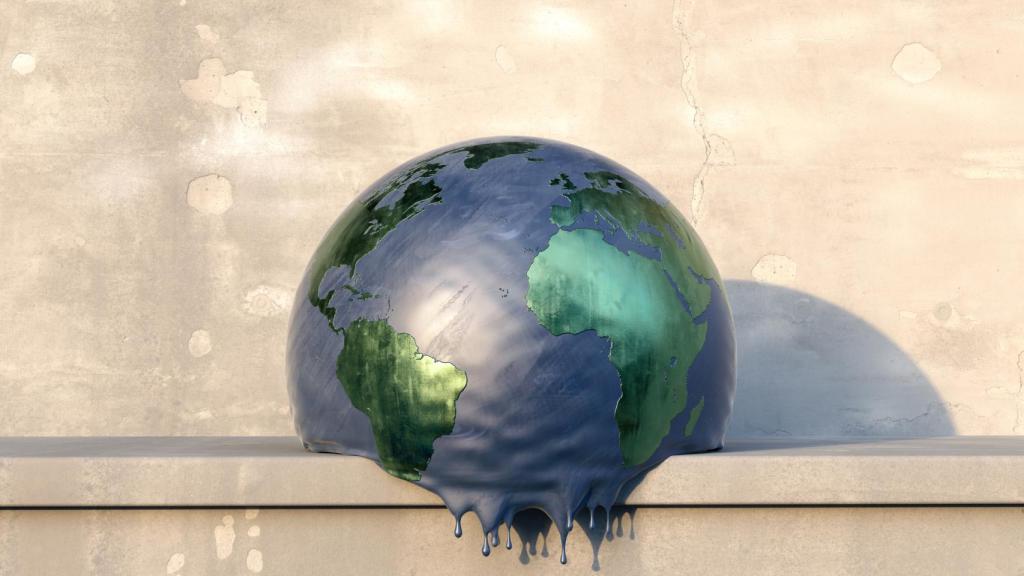 Imagen de una plantea Tierra derritiéndose por el calentamiento global.