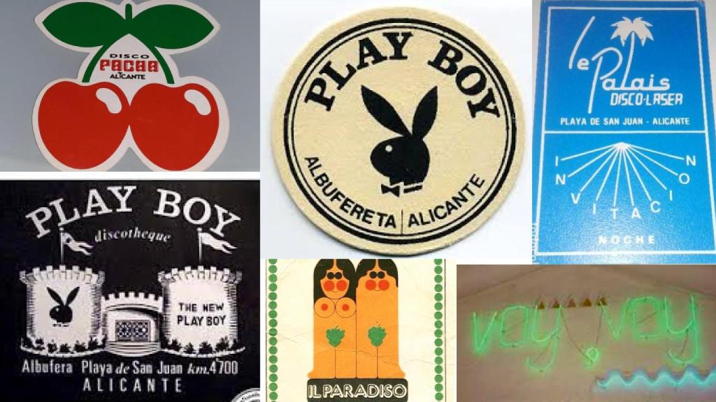 Algunos de los flyers de los 80 y 90 de las discotecas y pubs de la playa de San Juan.