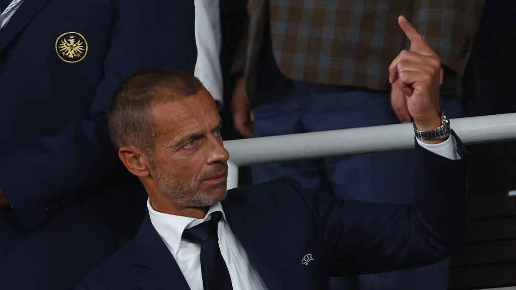 Aleksander Ceferin, presidente de la UEFA, durante la Supercopa de Europa 2022