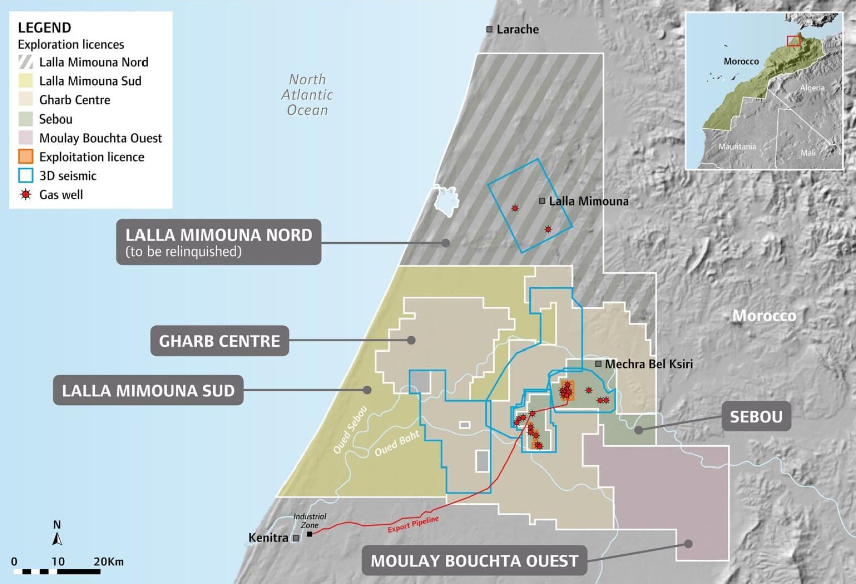 Las cuatro concesiones que tiene en Marruecos SDX Energy.