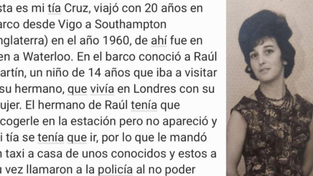 Llamamiento en redes para conocer el final de la historia de una viguesa que se remonta a 1960