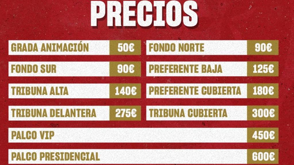 Precios de los abonos del Hércules.