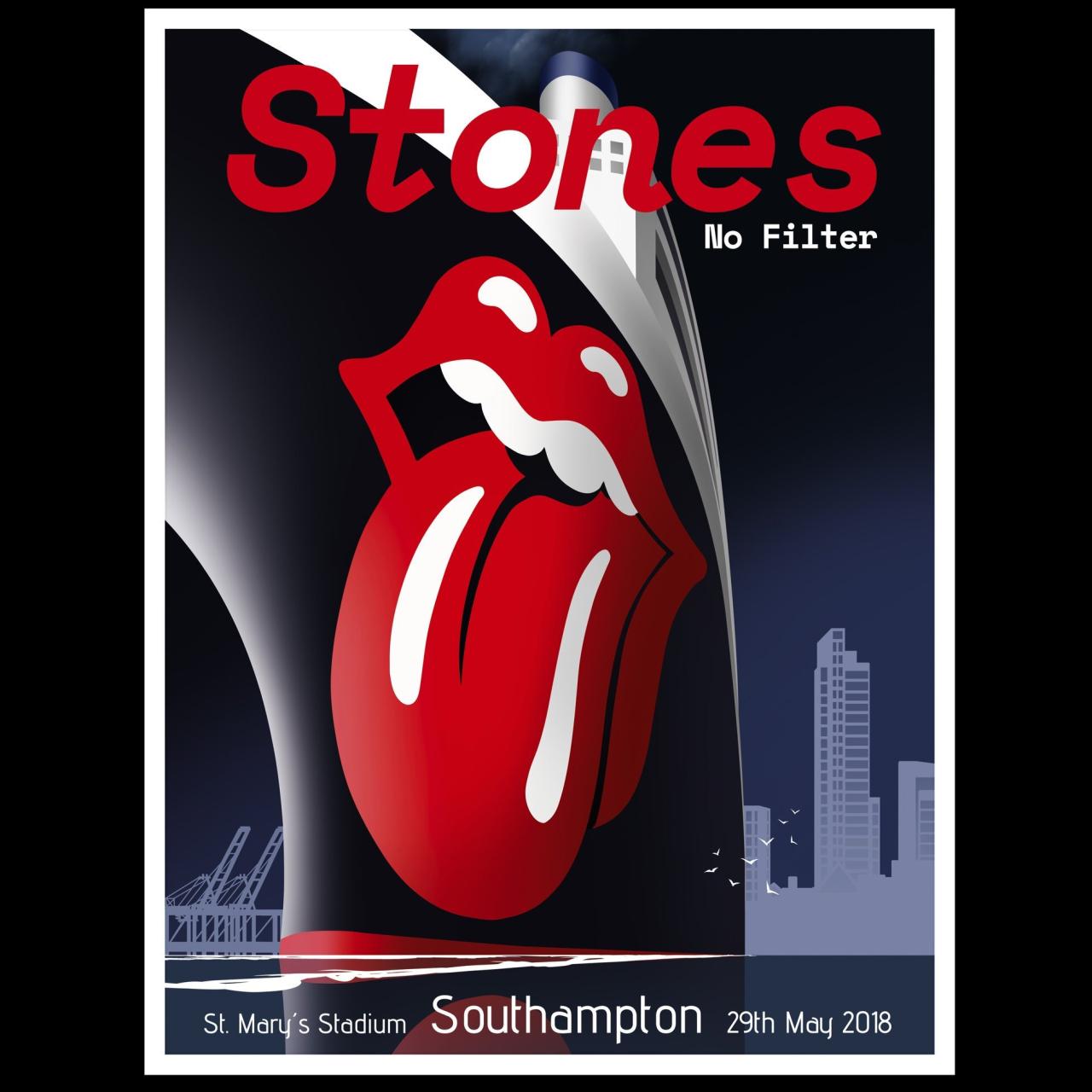 Cartel para el concierto de los Rolling Stones en Southampton.