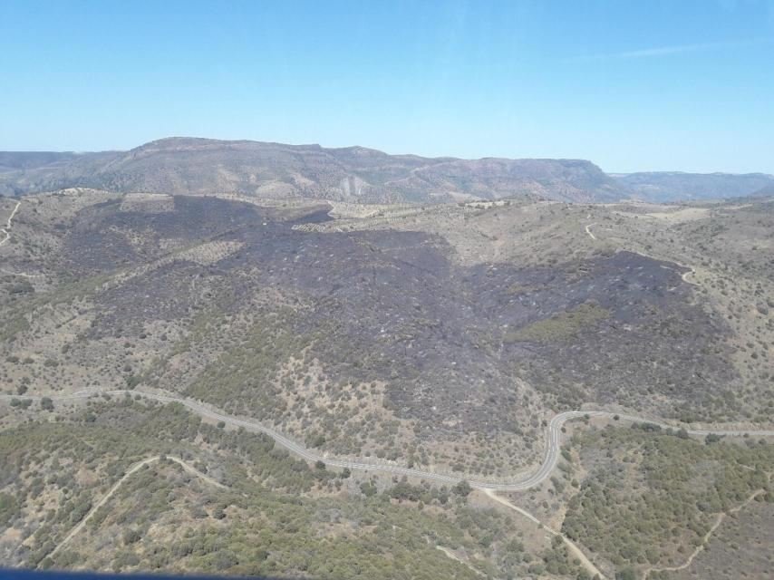 Imagen del territorio afectado por el incendio de La Fregeneda.