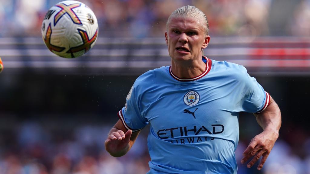 Erling Haaland, en un partido del Manchester City de la temporada 2022/2023