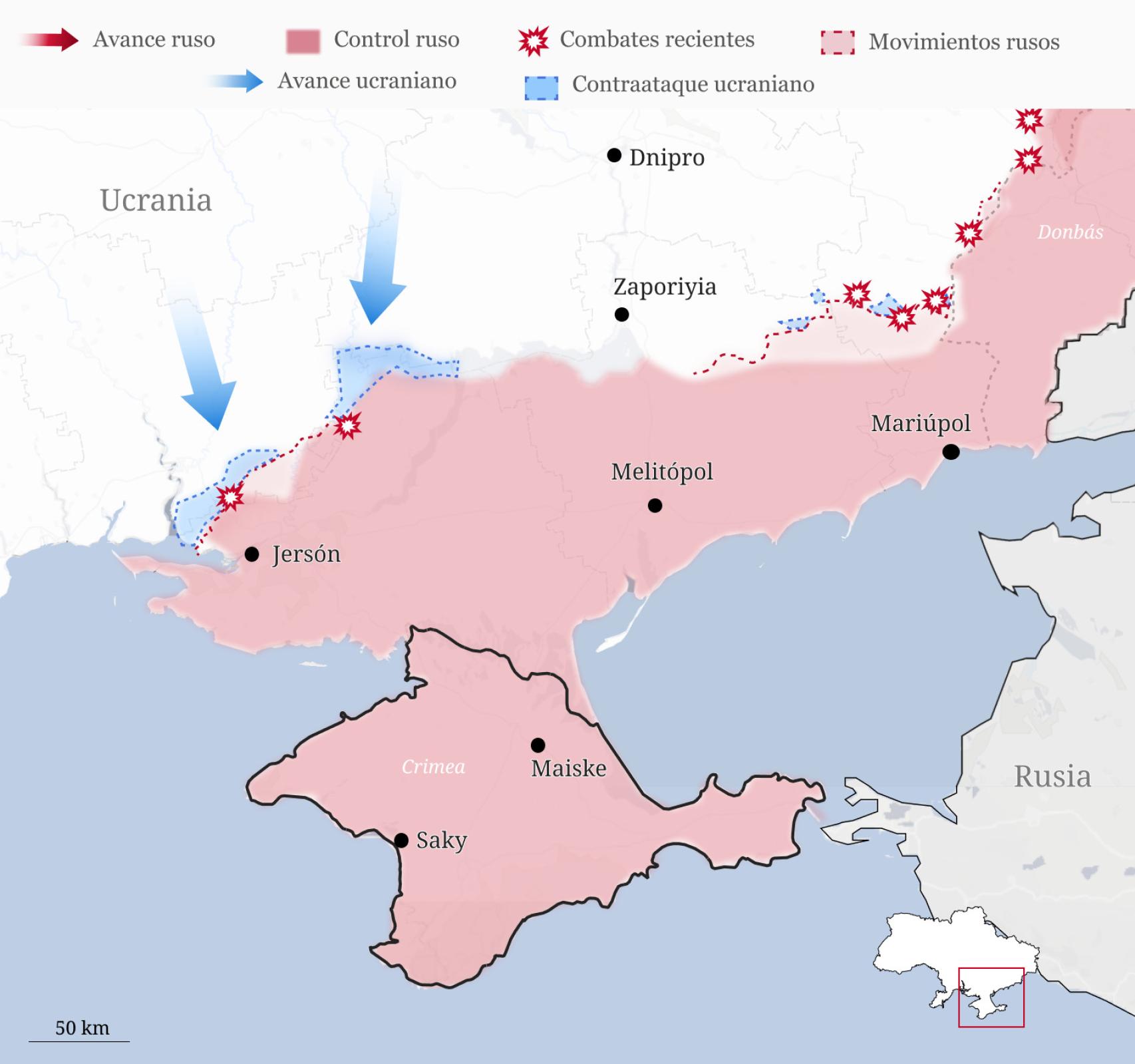 Fuentes: Institute of War, Ministerio de Defensa de Reino Unido, elaboración propia