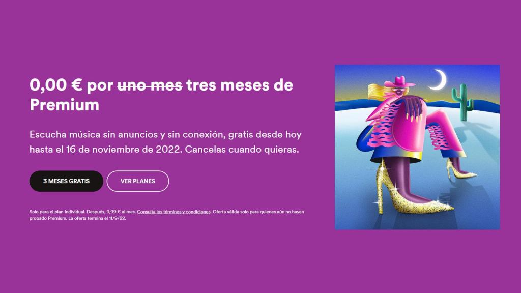 Promoción de Spotify gratis por tres meses