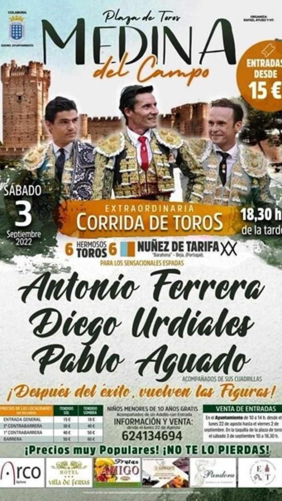 Cartel de la corrida de toros en Medina del Campo