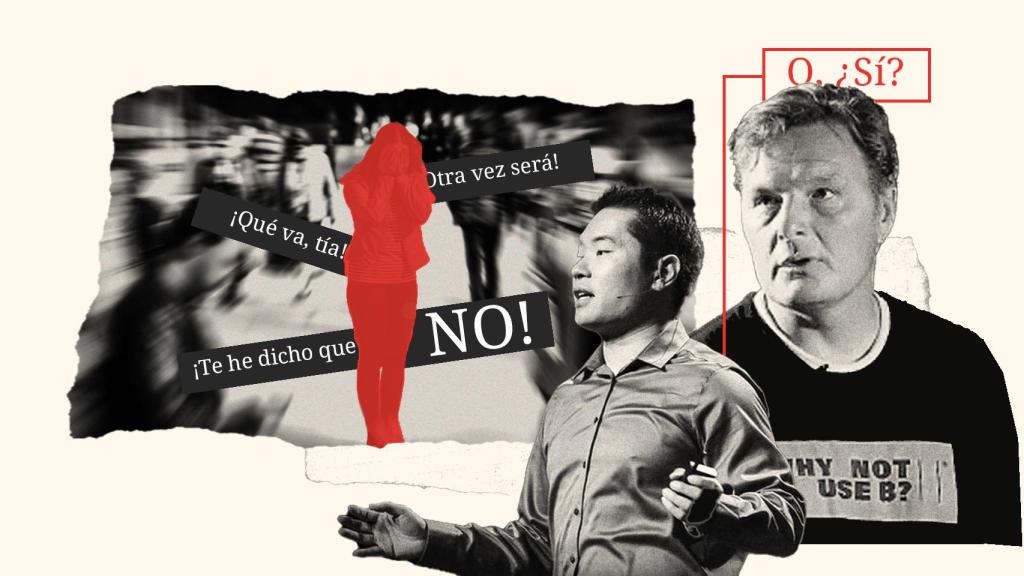 El creador de la Terapia del rechazo, Jason Comely, junto con su comprador, Jia Jiang.