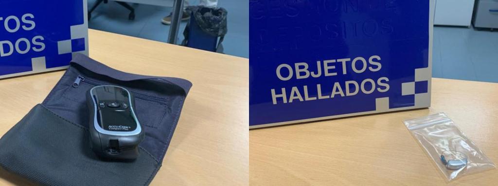 Imagen del audífono y del medidor de glucosa