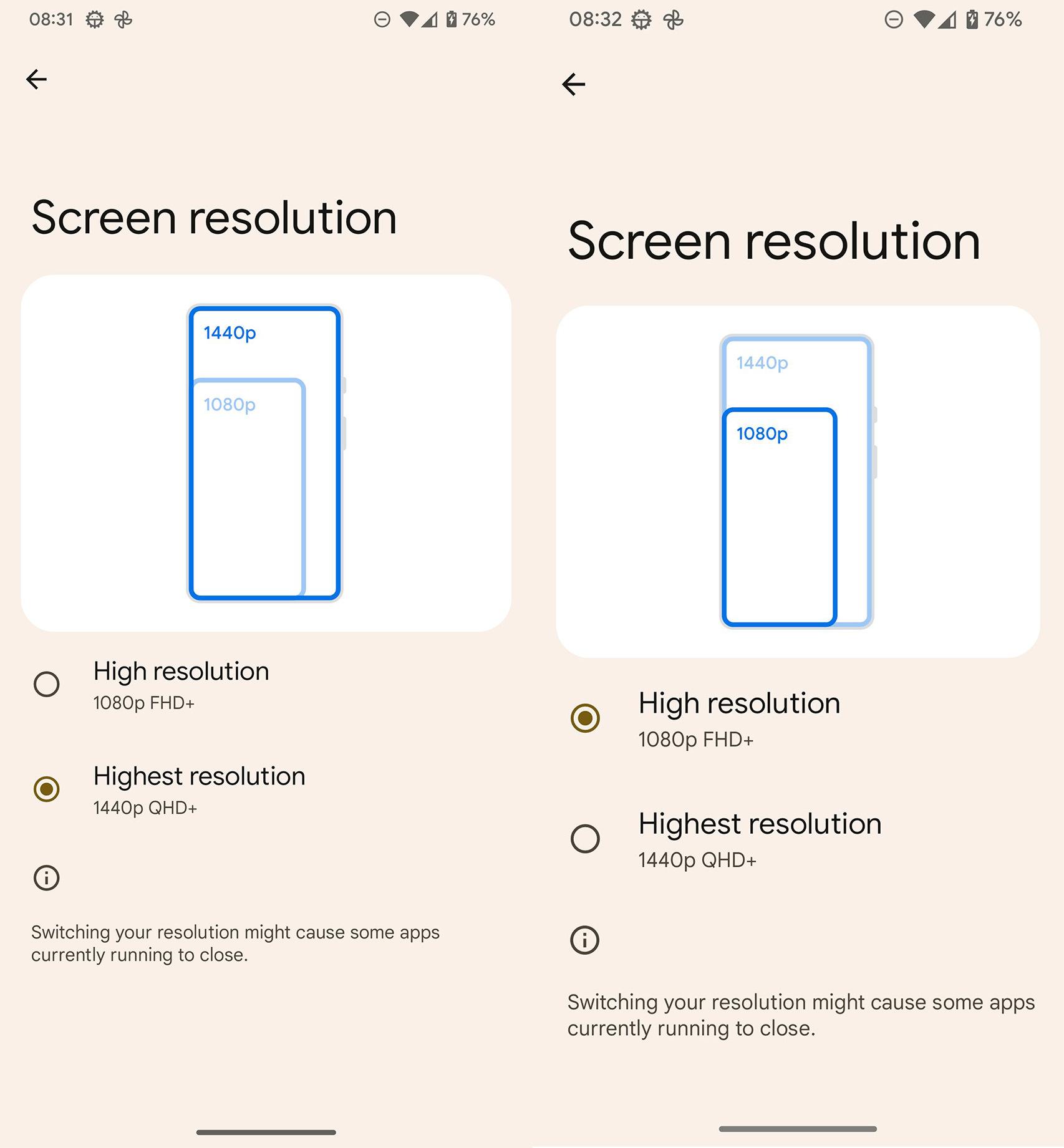 El menú desbloqueado con el kernel personalizado