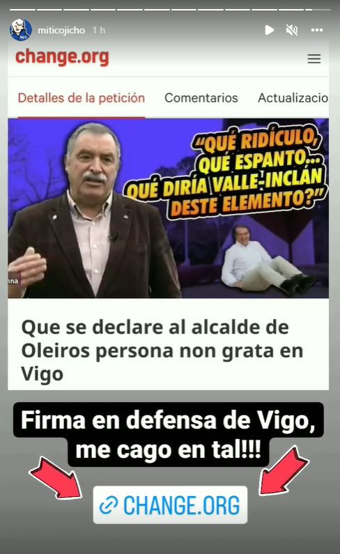 Publicación en ‘stories’ de Instagram de Mítico Jicho.