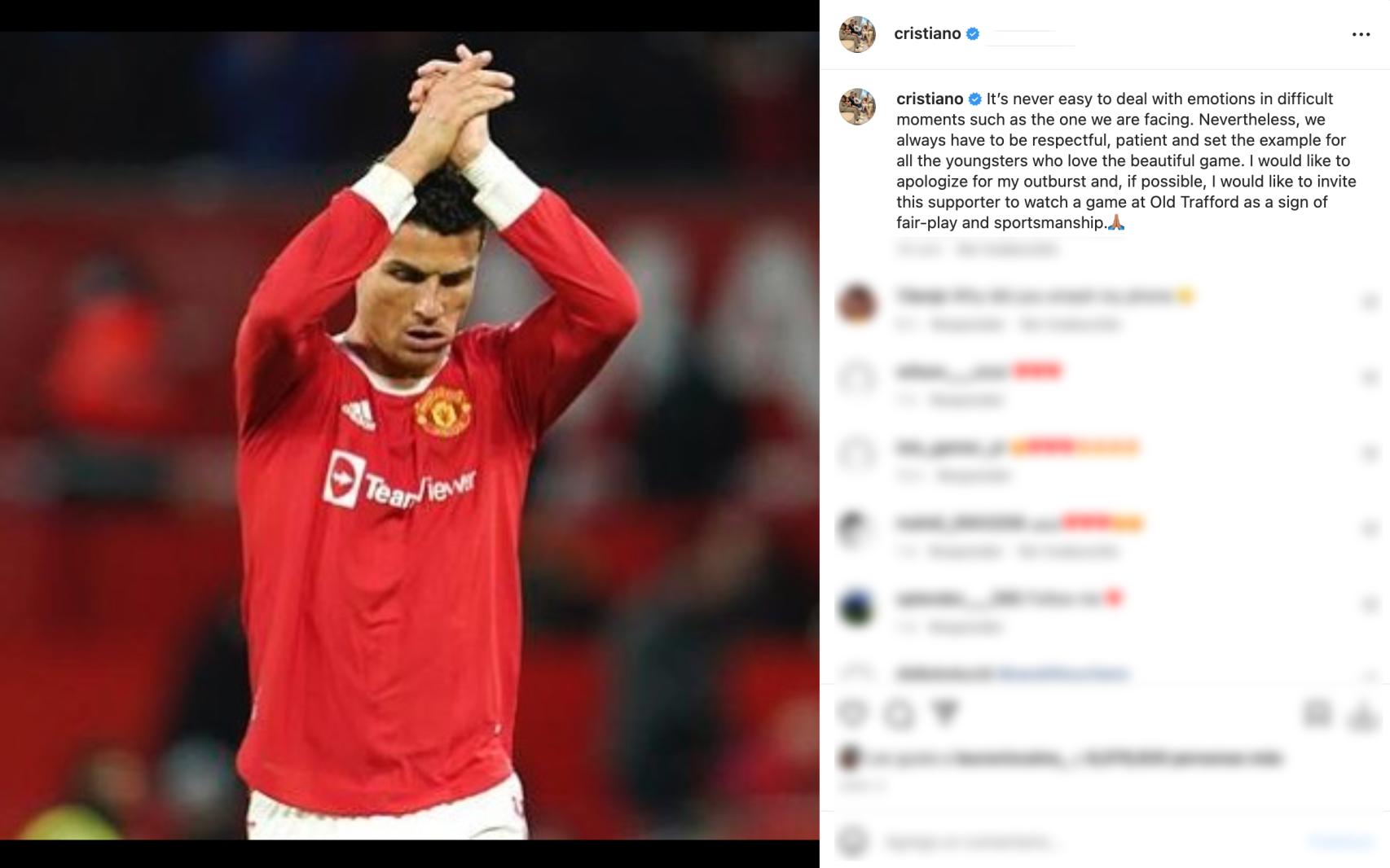 Disculpas de Cristiano Ronaldo